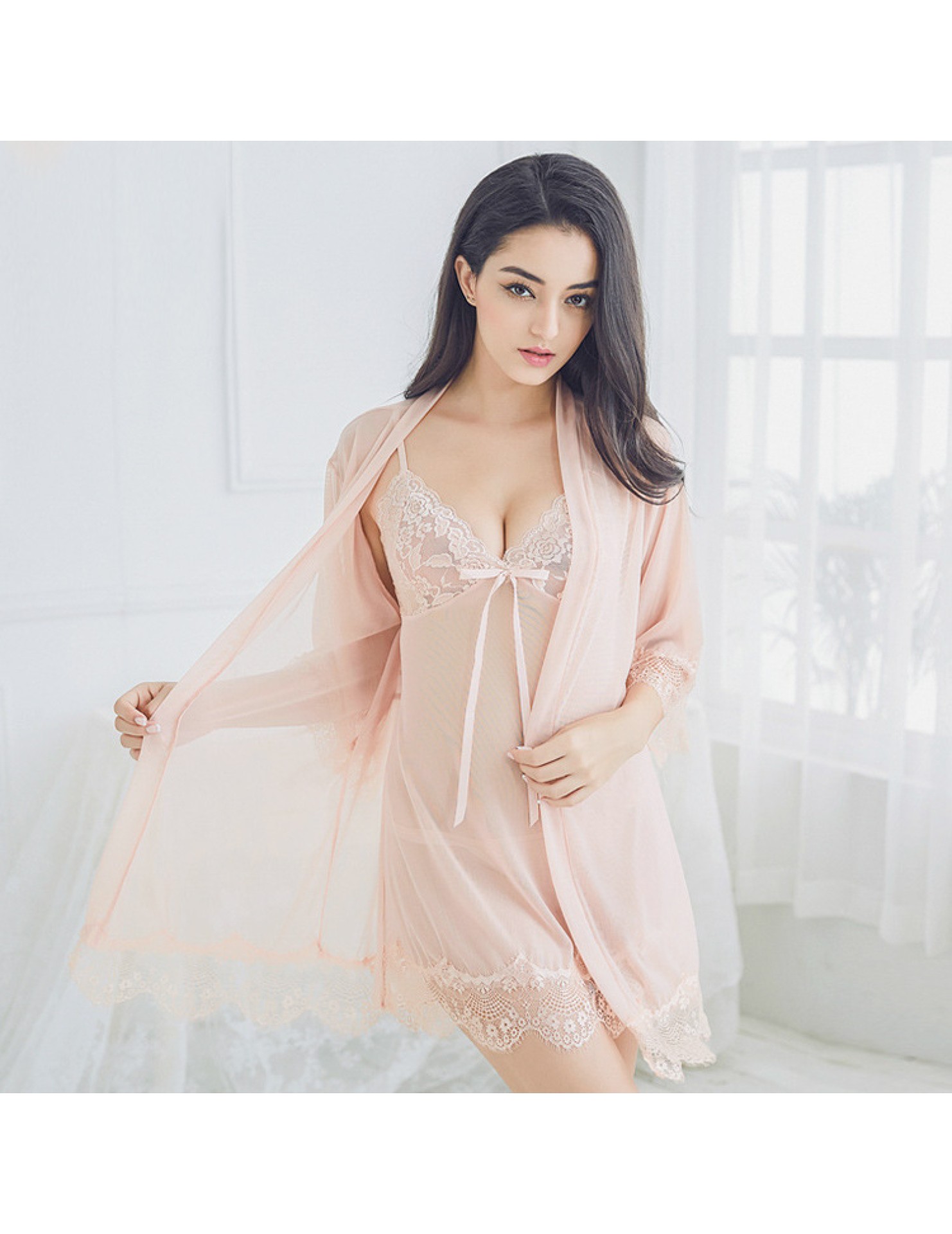 女士情趣內衣大碼透視誘惑吊帶性感蕾絲睡裙套裝 LCBN