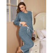 珊瑚絨提花睡衣套裝女冬季純色加厚寬松休閑保暖粉色家居服兩件套 LCBN