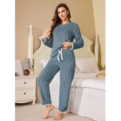 珊瑚絨提花睡衣套裝女冬季純色加厚寬松休閑保暖粉色家居服兩件套 LCBN