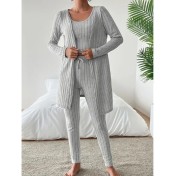 歐美獨立站新款設計感圓領坑條休閑純色女裝三件套 LCBN