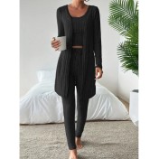 歐美獨立站新款設計感圓領坑條休閑純色女裝三件套 LCBN