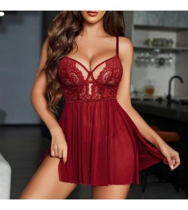 LSSM100100歐美新款性感蕾絲網紗吊帶睡衣