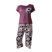 LCBN251225100041 歐美新款四季女士睡衣印花圓領短袖七分褲套裝薄款家居服