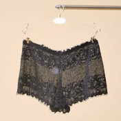 LCBN251225100205 歐美輕薄網紗透視誘惑火辣蕾絲鏤空內褲女士低腰棉檔平角褲款