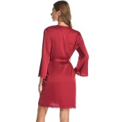 LCBN251225100245 春秋新款女士仿真絲綢吊帶睡裙蕾絲冰絲睡袍浴袍家居服套裝女