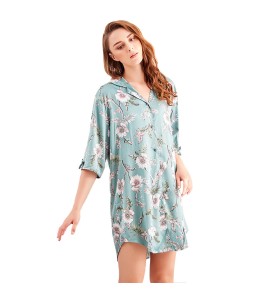 LCBN251225100265 新款開衫中長款睡衣女冰絲寬松性感睡袍可外穿家居服睡裙