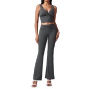 LYG100057高腰兩穿喇叭褲