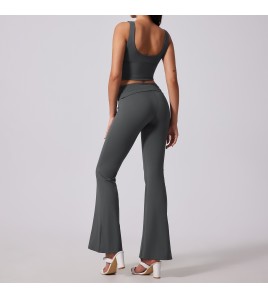 LYG100057高腰兩穿喇叭褲