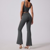 LYG100096深V領運動喇叭褲套裝