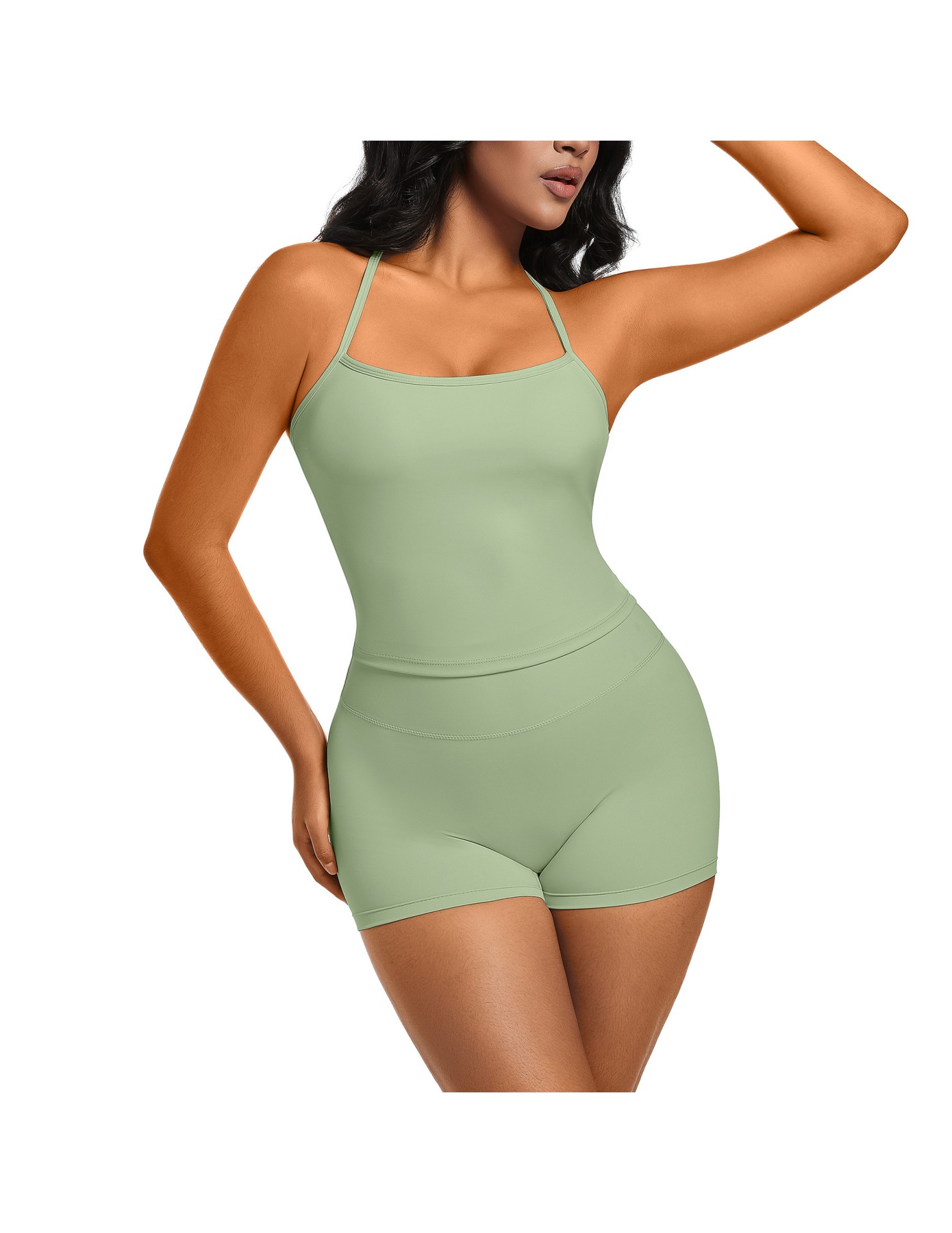 LYG100111吊帶上衣高腰短褲速干套裝