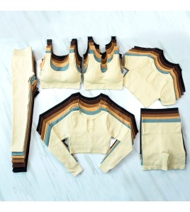 LYG100242-6件套瑜伽套裝 (全套裝備包括V領背心、U領背心、短袖運動T恤、長袖運動T恤、短褲和長褲)