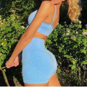 LYG100249件套運動健身吊帶文胸短褲套裝