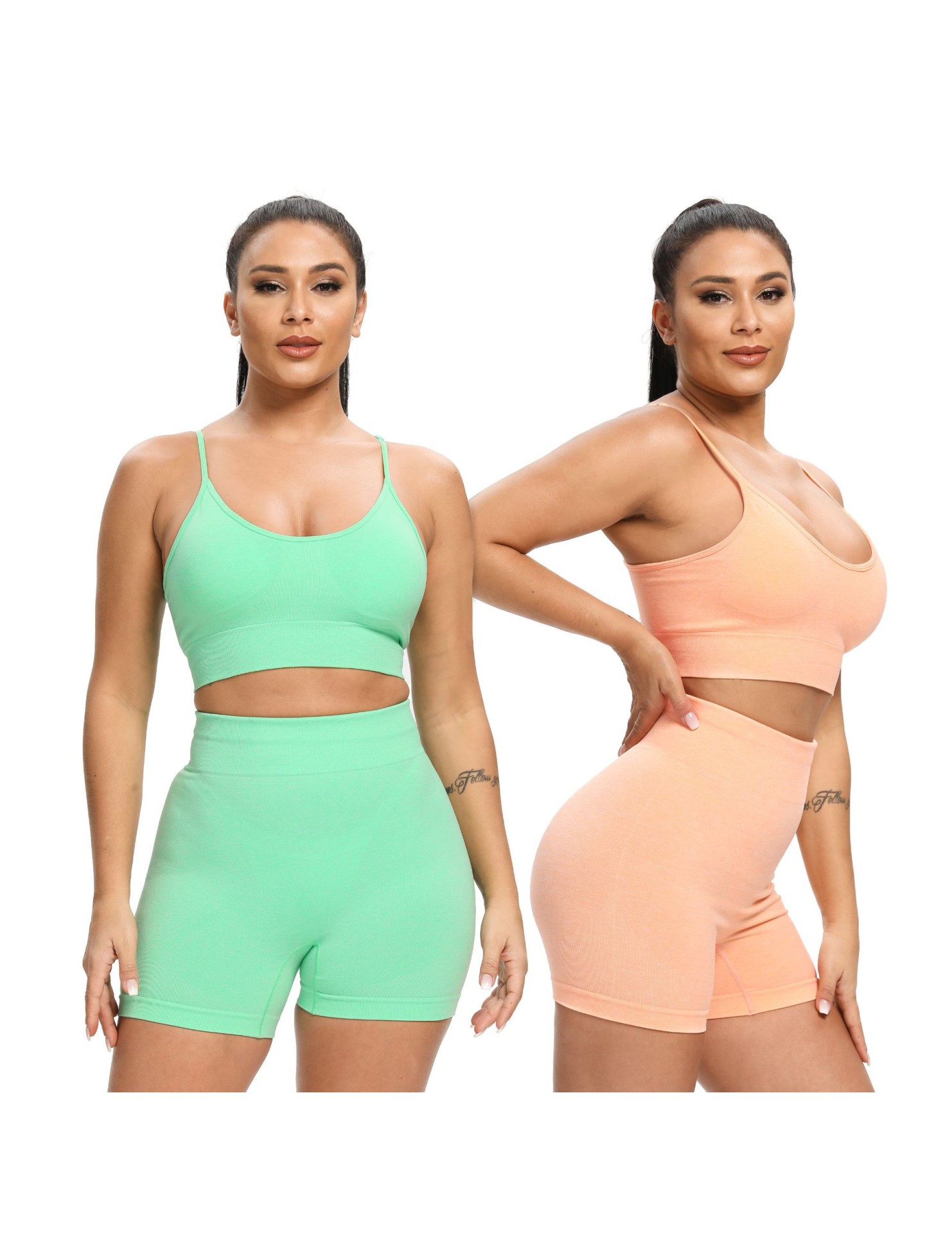 LYG100249件套運動健身吊帶文胸短褲套裝