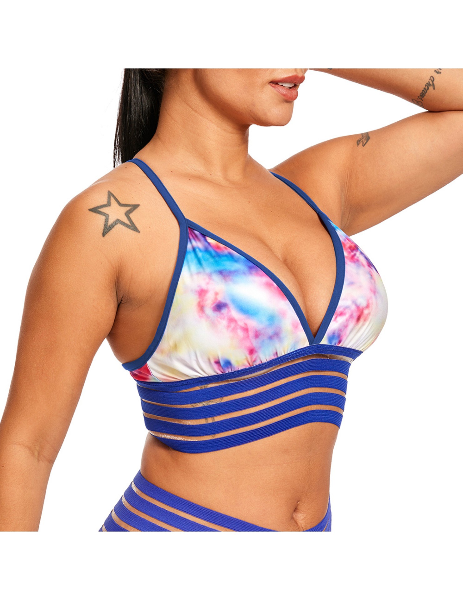 LYG100251瑜伽健身印花蕾絲吊帶文胸