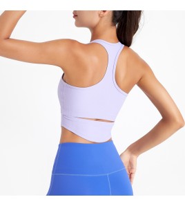 U型運動背心瑜伽健身服女美背高彈內衣修身外穿健身上衣帶胸墊
