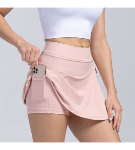 2022 Yoga fake two-piece culottes sports culottes with straps for tennis fitness running quick-drying pockets for women