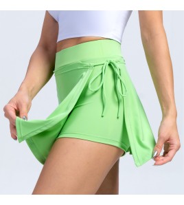 2022 Yoga fake two-piece culottes sports culottes with straps for tennis fitness running quick-drying pockets for women