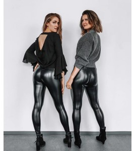 LYG100233歐美亮皮瑜伽褲