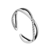 LDR24324 S925純銀復古交織開口戒指