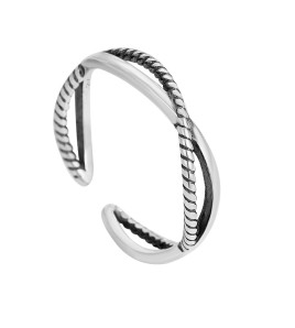 LDR24324 S925純銀復古交織開口戒指