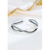 LDR24324 S925純銀復古交織開口戒指