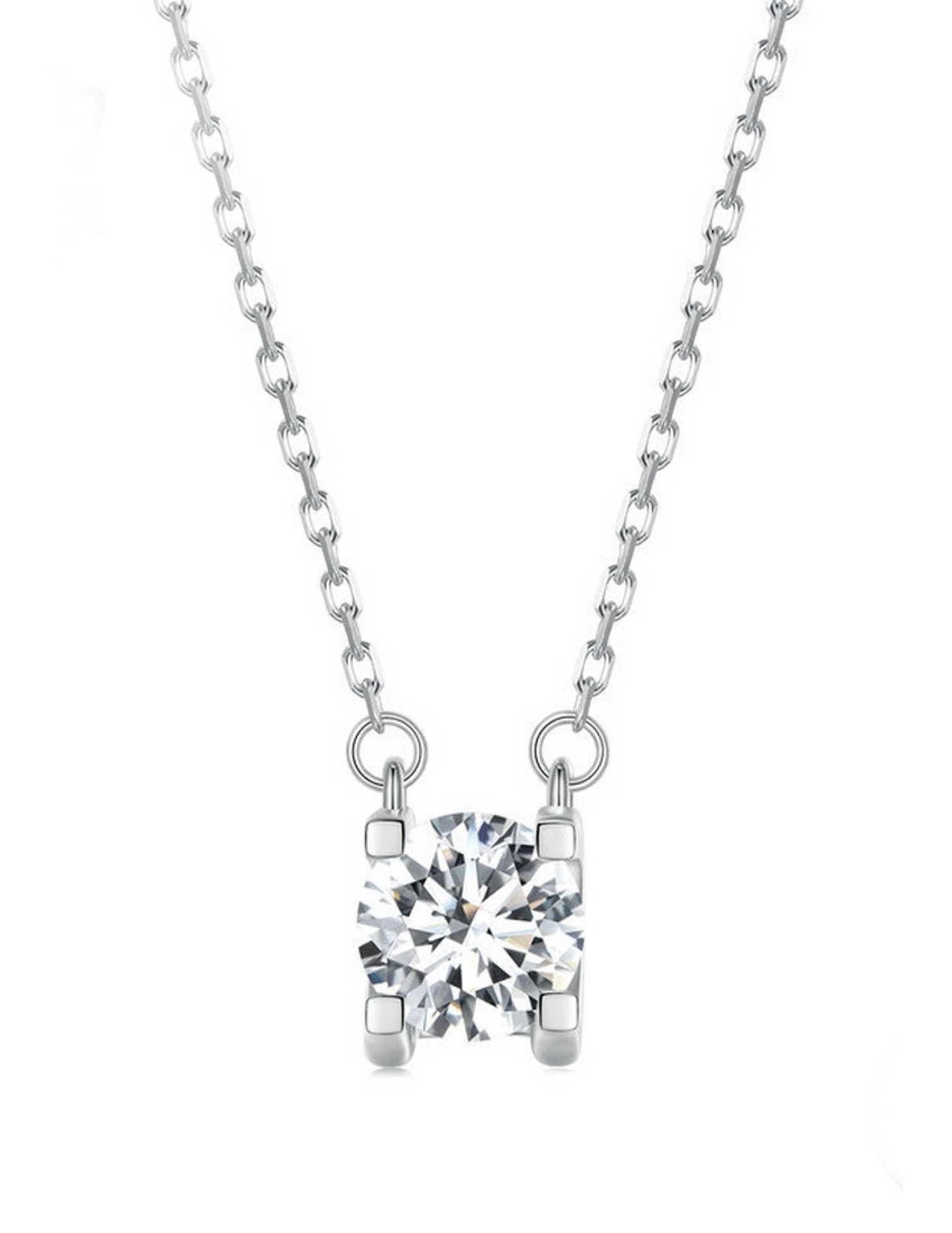 BYF1012 S925純銀1克拉莫桑石項鏈