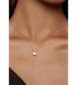 BYF1012 S925純銀1克拉莫桑石項鏈