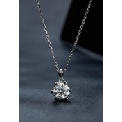 BYF1017 S925純銀1克拉莫桑石項鏈