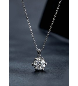 BYF1017 S925純銀1克拉莫桑石項鏈