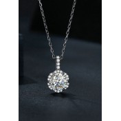 BYF1025 S925純銀1克拉莫桑石項鏈