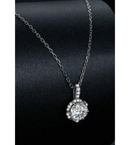 BYF1025 S925純銀1克拉莫桑石項鏈