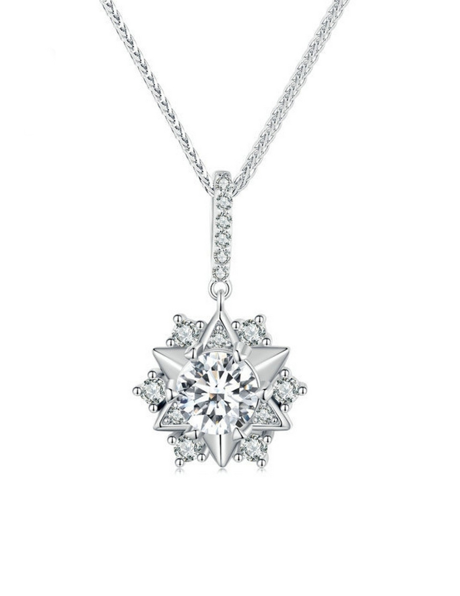 BYF1040 S925純銀1克拉莫桑石項鏈