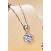 BYF1041 S925純銀1克拉莫桑石項鏈