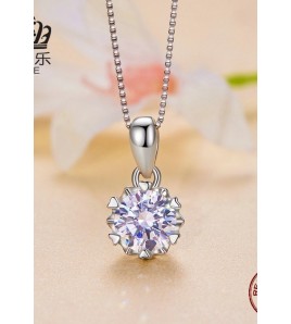 BYF1041 S925純銀1克拉莫桑石項鏈