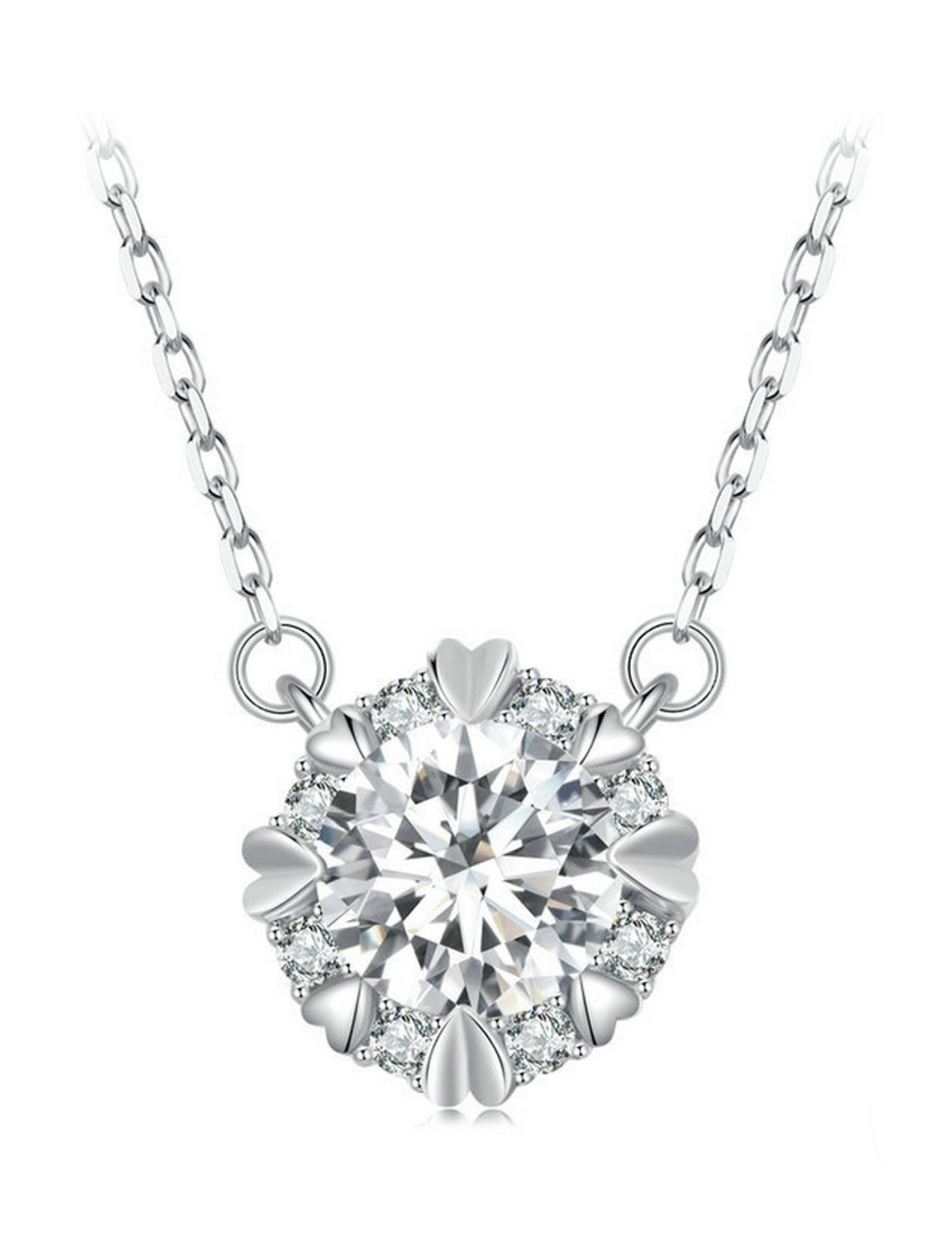 BYF1045 S925純銀1克拉莫桑石項鏈