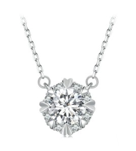 BYF1045 S925純銀1克拉莫桑石項鏈