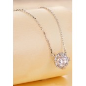 BYF1045 S925純銀1克拉莫桑石項鏈