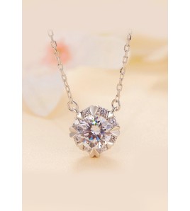 BYF1049N S925純銀1克拉莫桑石項鏈