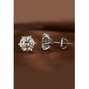 BYF1054 S925純銀1克拉莫桑石耳環