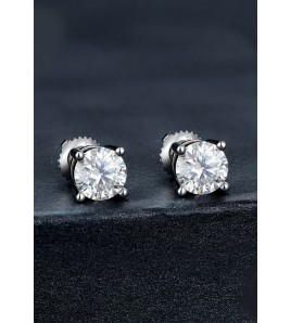 BYF1064 S925純銀1克拉莫桑石耳環