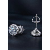 BYF1069 S925純銀1克拉莫桑石耳環