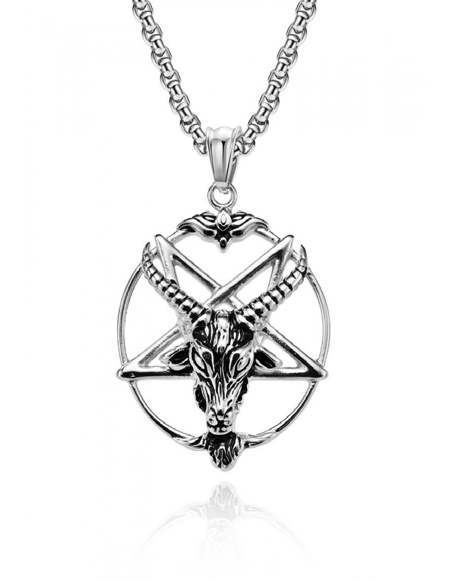 JSC3016 316L鈦鋼撒旦山羊五芒星項鏈