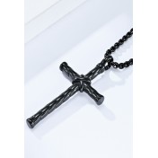 JSC3012 316L鈦鋼嘻哈打結十字架項鏈