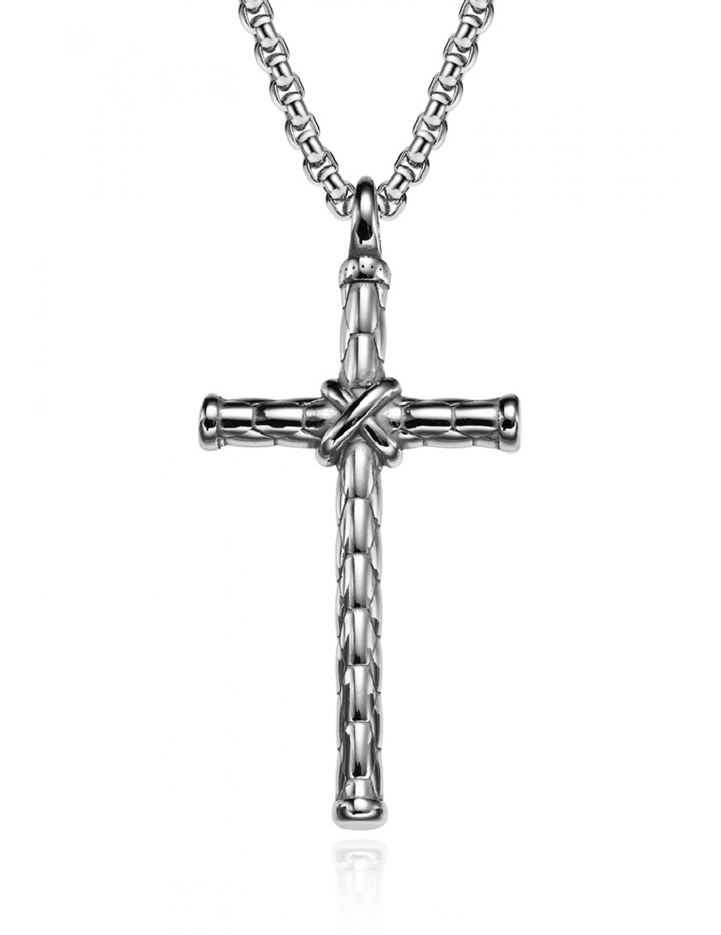 JSC3012 316L鈦鋼嘻哈打結十字架項鏈