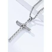 JSC3012 316L鈦鋼嘻哈打結十字架項鏈