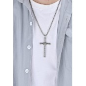 JSC3012 316L鈦鋼嘻哈打結十字架項鏈