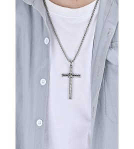 JSC3012 316L鈦鋼嘻哈打結十字架項鏈