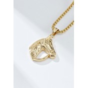 JSC3020 316L鈦鋼復古馬頭項鏈