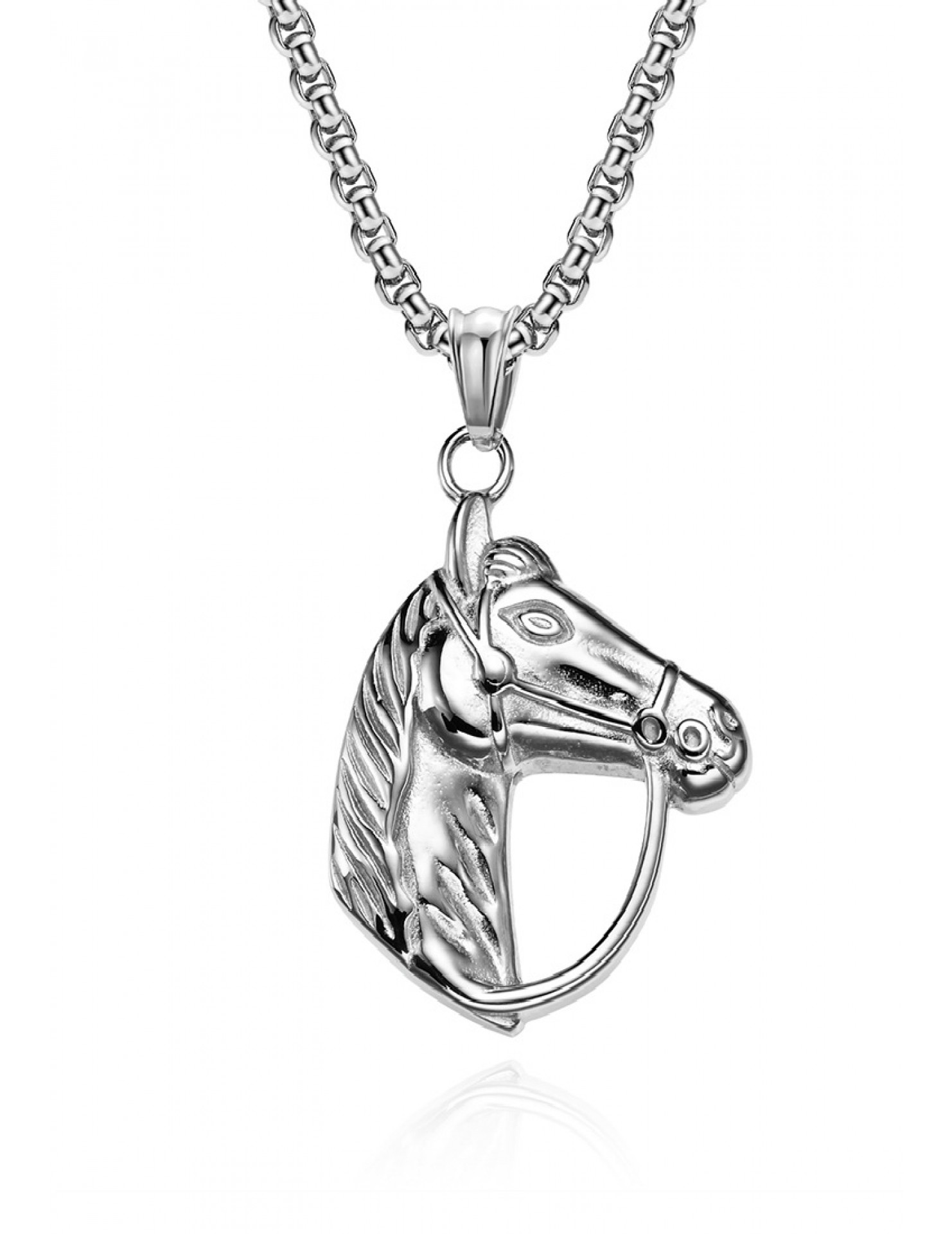 JSC3020 316L鈦鋼復古馬頭項鏈