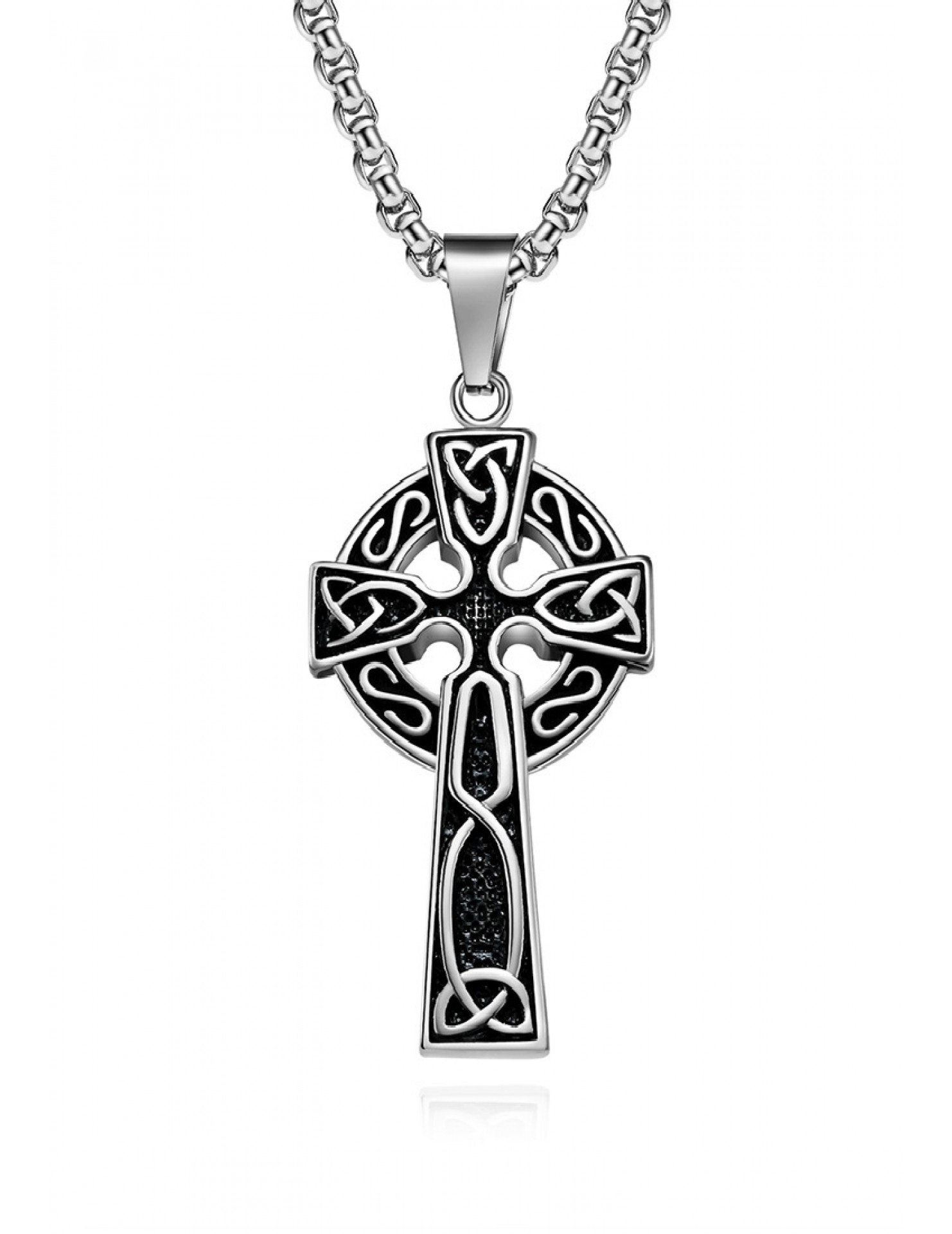 JSC3021 316L鈦鋼維京凱爾特結十字架項鏈